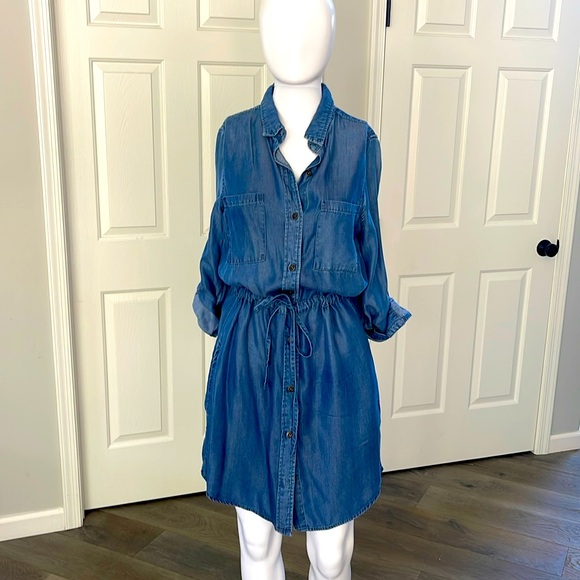 Kenneth Cole Reaction Dresses & Skirts - KennethCole Reaction Chambray Denim Belted Shirt Utility Dress Roll-Up Sleeves-S